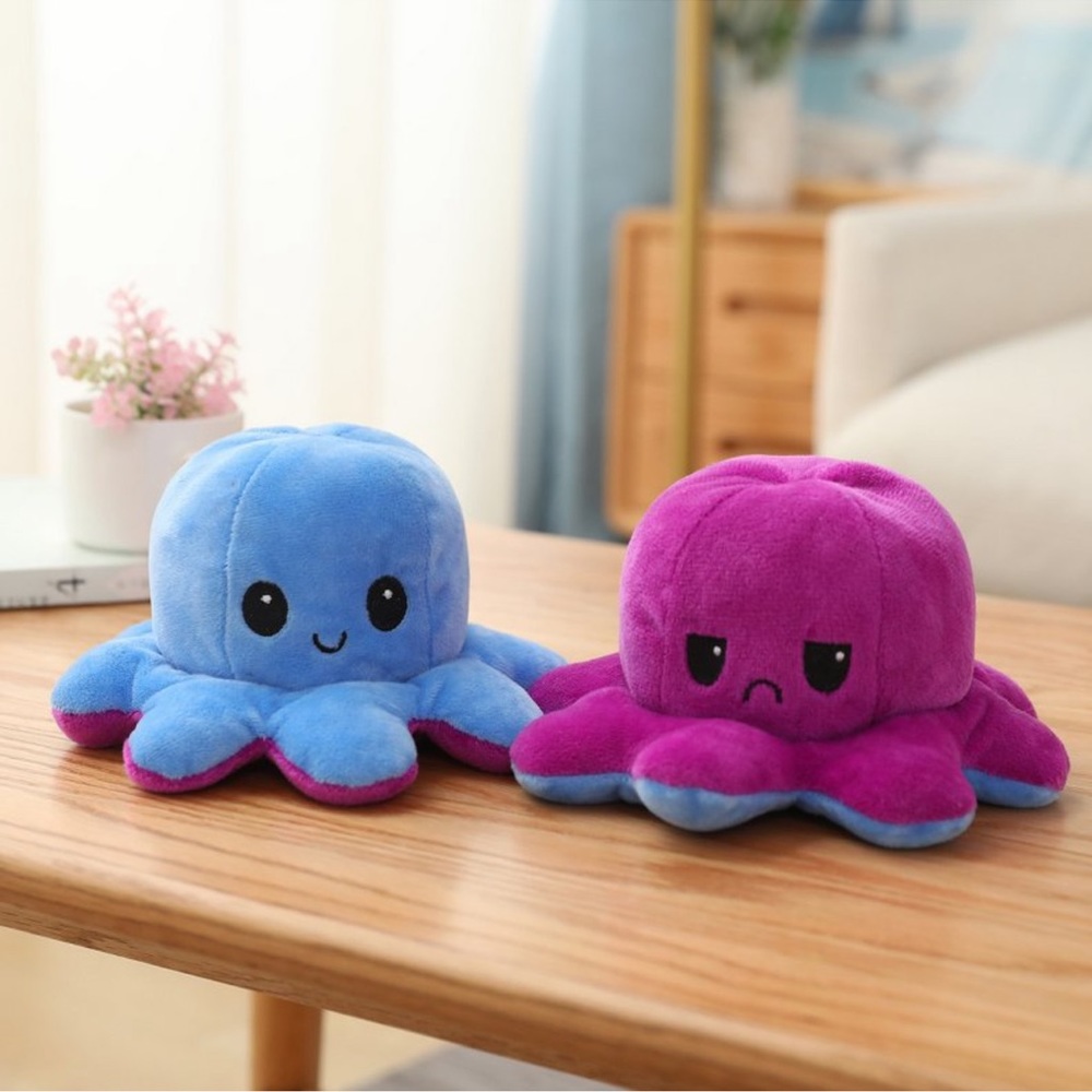 Reversible Moody Happy Mad Octopus Plush Stuffed Animal Toy